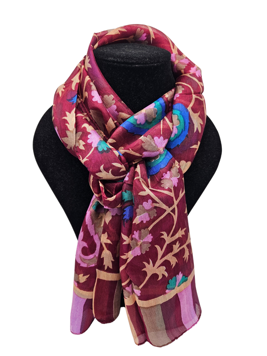 Mascada de seda estampada. Vino