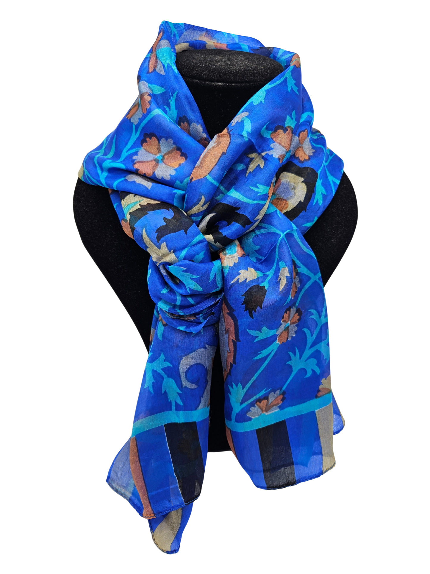 Mascada de seda estampada. Azul eléctrico