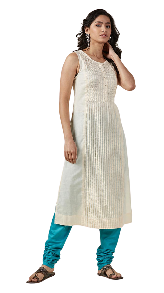 Kurta larga con pliegues. Crudo