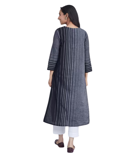 Kurta larga a rayas. Negra. Nueva