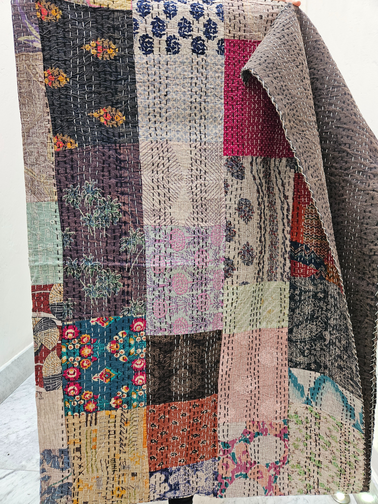 Colcha de algodón patchwork stonewash Individual