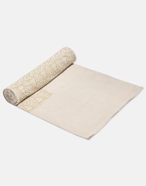 Colcha tejida en telar y deshilada. Ridhik beige