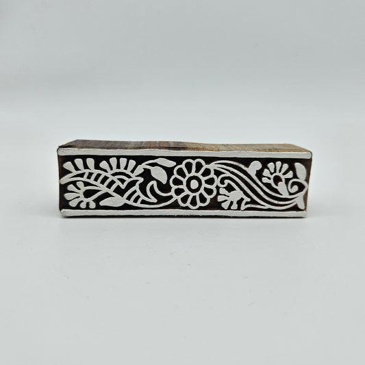 Sello bloque mediano Borde flores