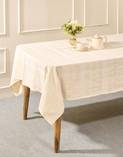 Mantel rectangular 100% algodón tejido en telar. Sherkote natural