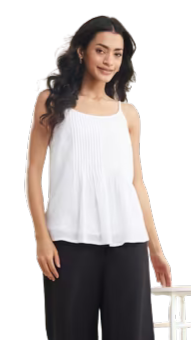 Blusa de tirantes plisada. Blanca. Nueva