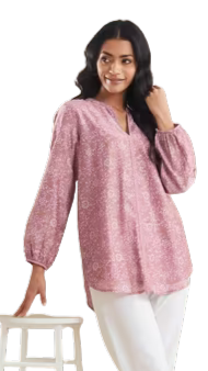 Túnica semi transparente estampada. Rosa. Nueva