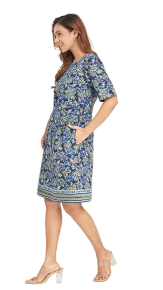 Vestido azul índigo natural. Comfort Fit. Nuevo