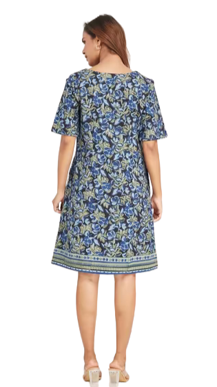 Vestido azul índigo natural. Comfort Fit. Nuevo