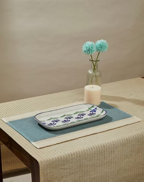 Mantel individual tejido en algodón. Zeeya azul (set 6)