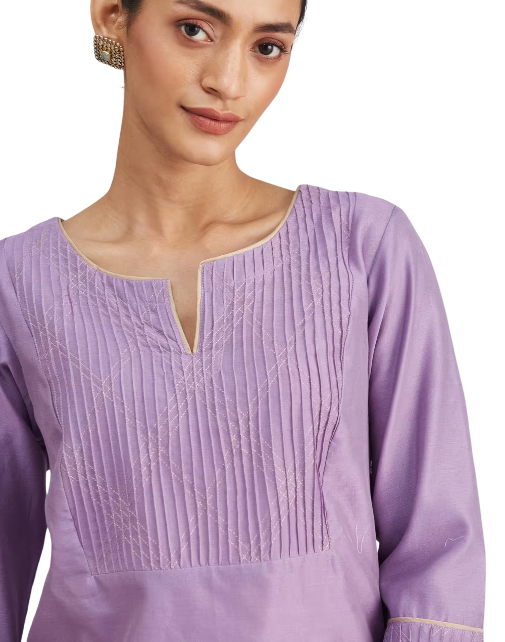 Kurta larga combinación seda. Lavanda PREVENTA