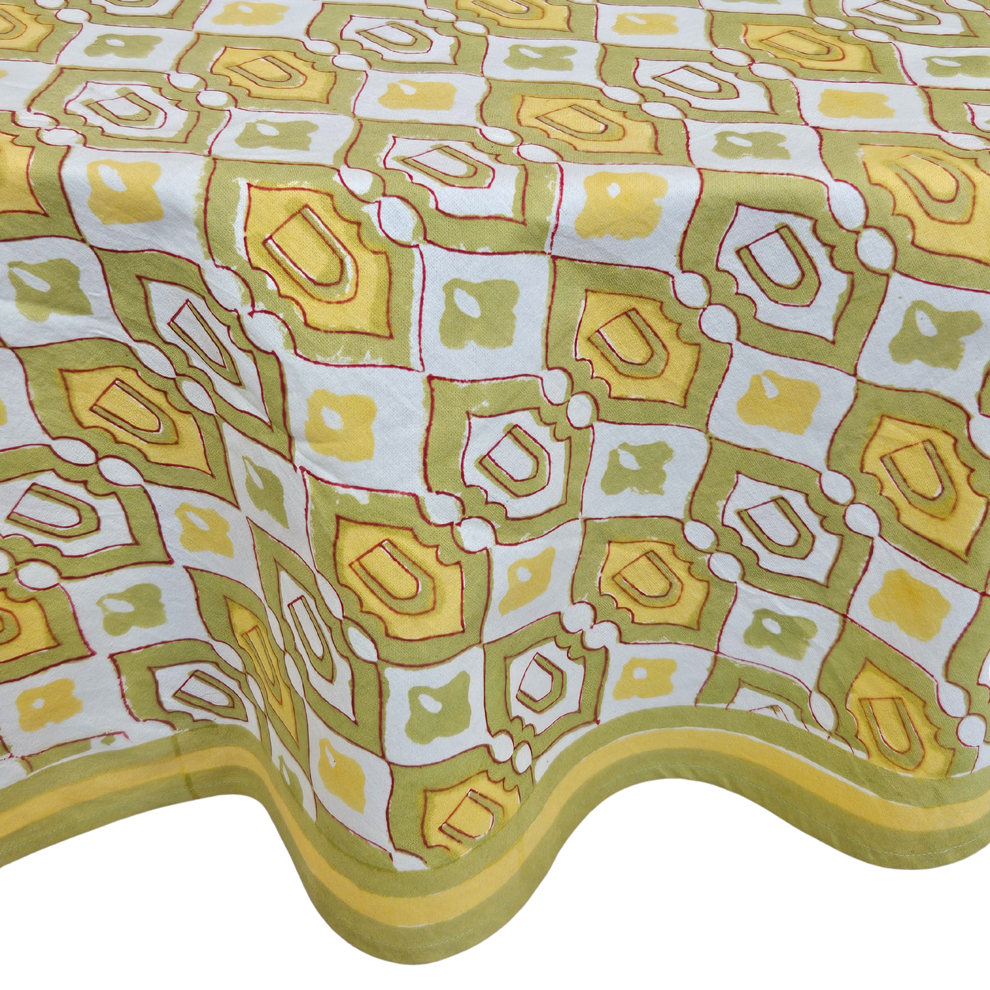 Mantel redondo 100% algodón estampado a mano. Popolo