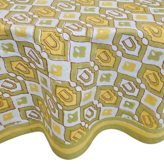 Mantel redondo 100% algodón estampado a mano. Popolo