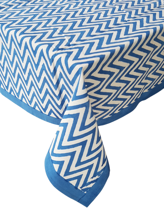 Mantel cuadrado 100% algodón estampado a mano. Grecas