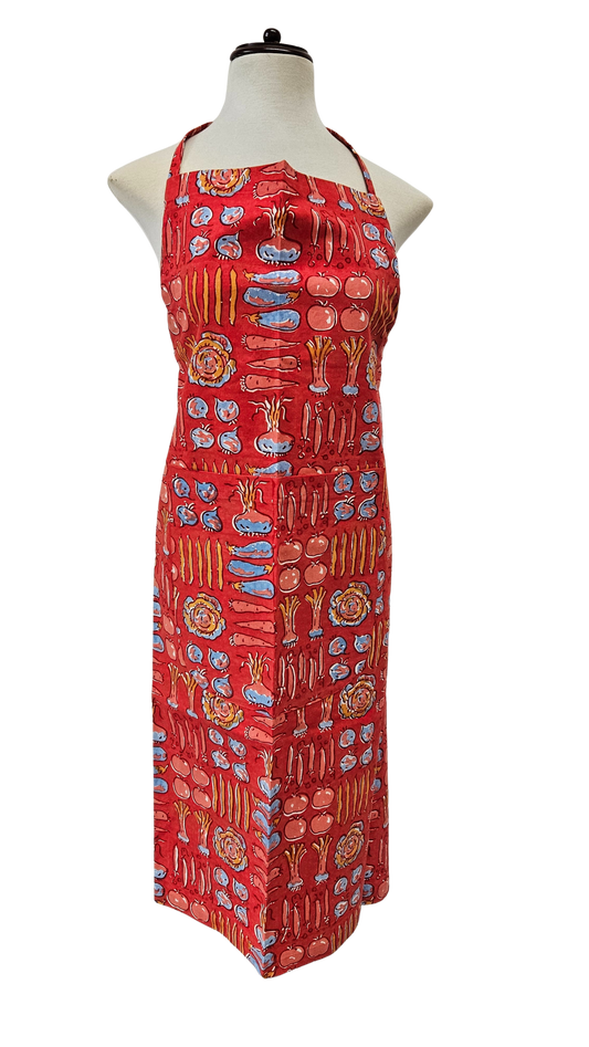 Delantal estampado a mano Remolacha