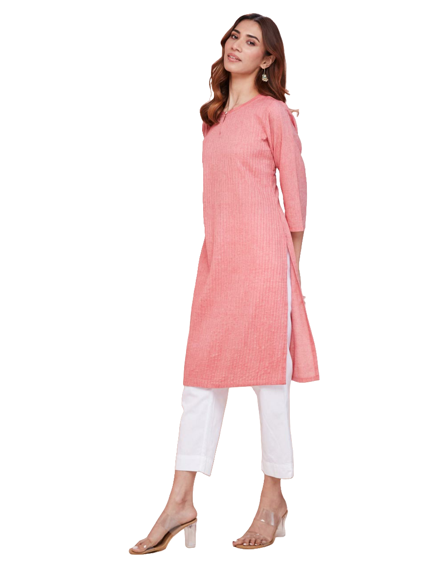 Kurta larga con pliegues. Rosa