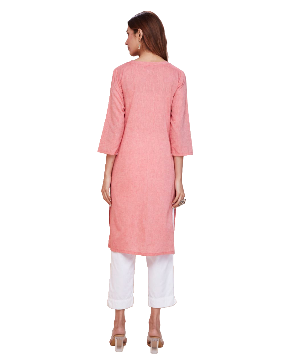 Kurta larga con pliegues. Rosa