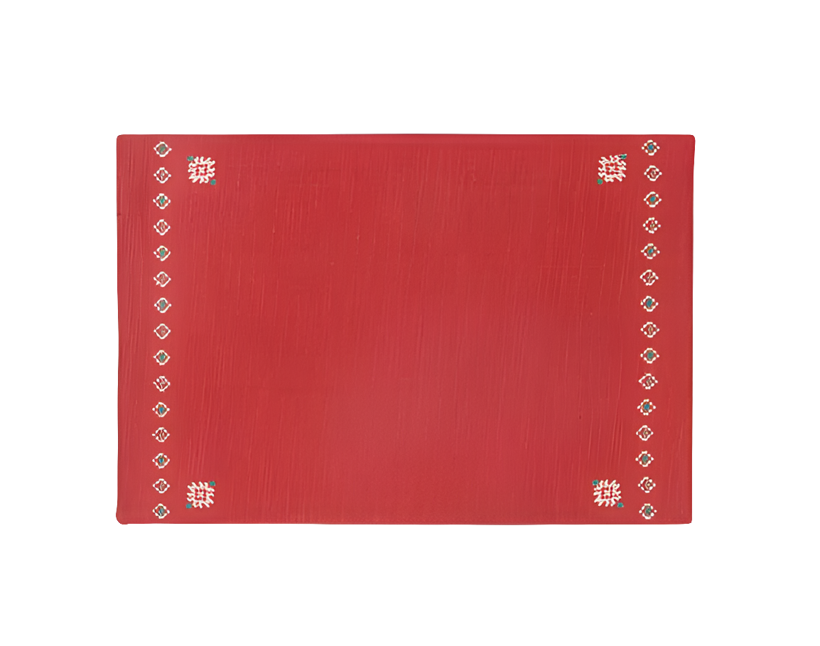 Mantel individual tejido en algodón y bordado. Madesh rojo (set 6)