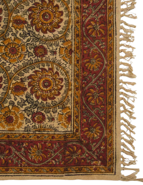 Tapete de algodón estampado a mano. Kalamkari Gamya OC