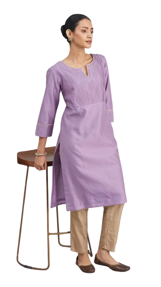 Kurta larga combinación seda. Lavanda PREVENTA