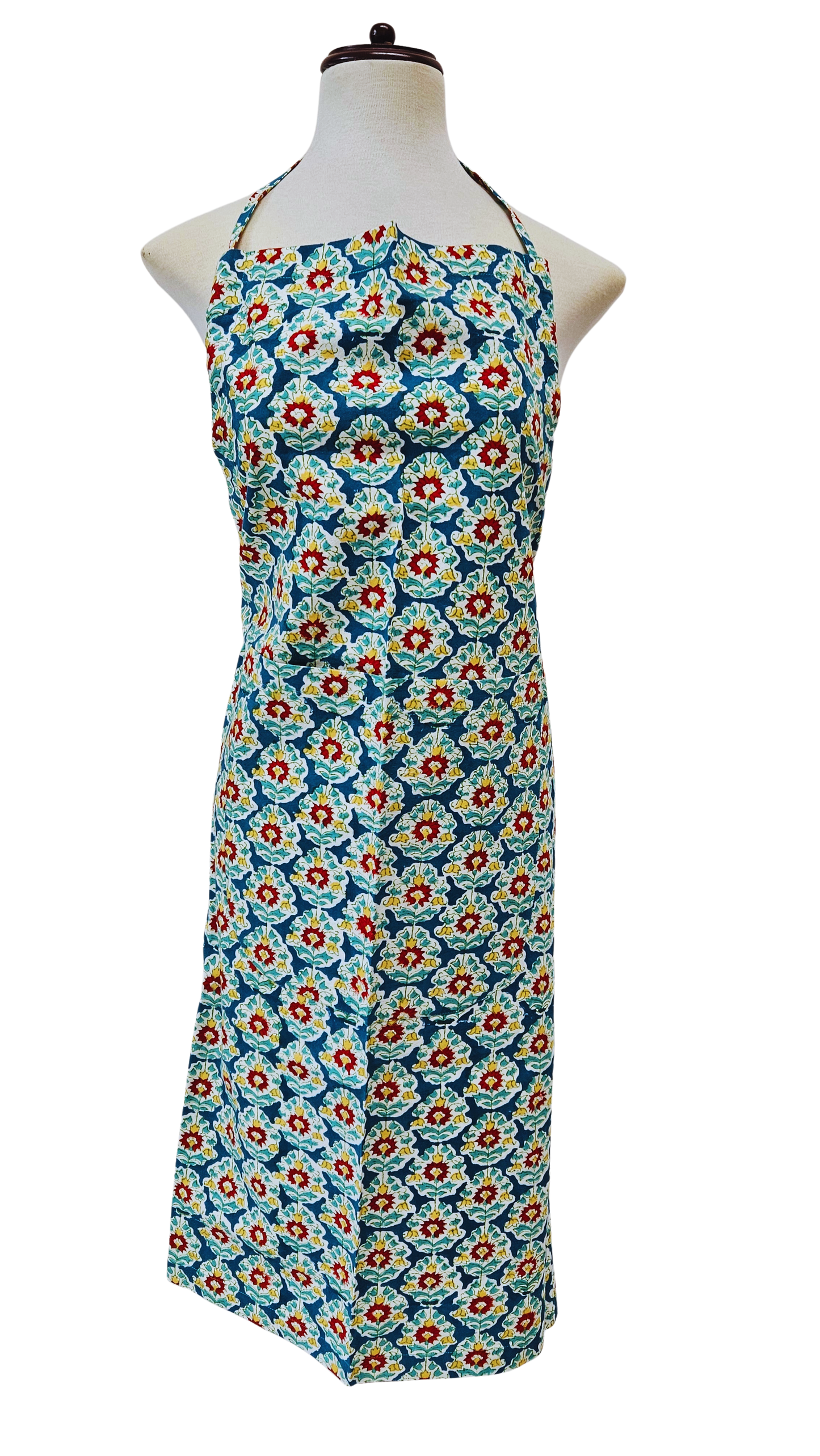 Delantal estampado a mano Fondo azul