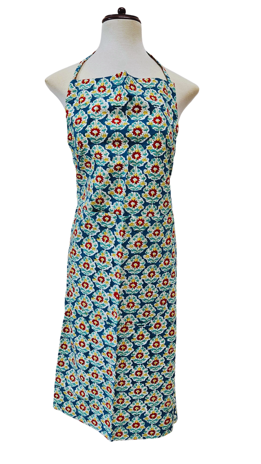 Delantal estampado a mano Fondo azul