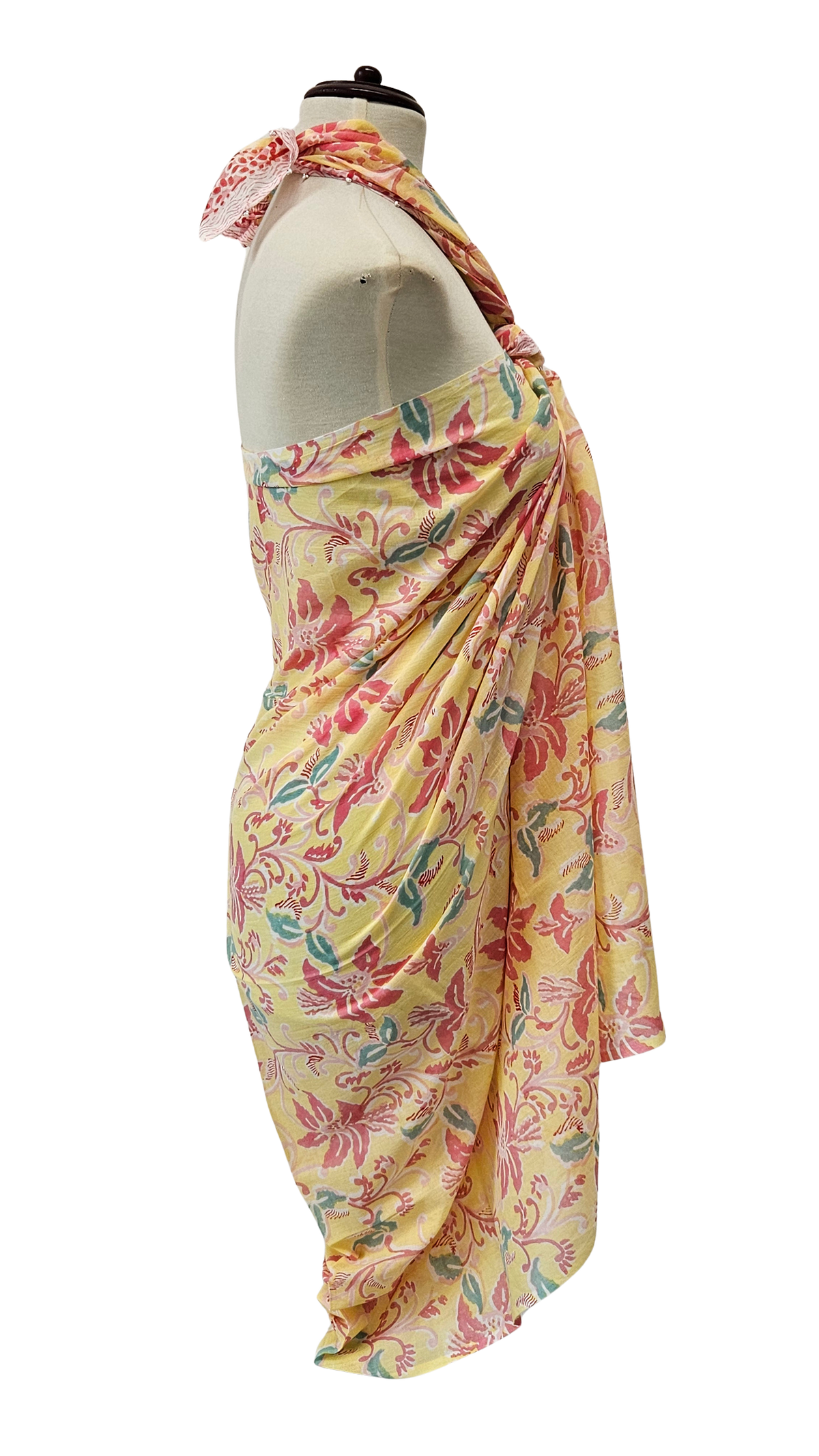Pareo de algodón estampado a mano. Amarillo Magnolia
