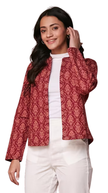 Saco de algodón/lyocel estampado a mano. Vino PREVENTA