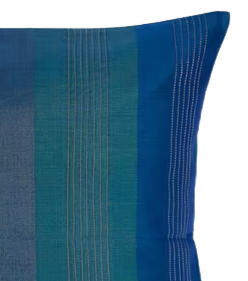 Funda de cojín de algodón/seda tejida a rayas. Sagira turquesa 40x40