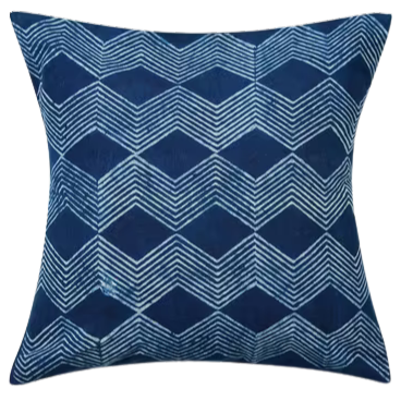 Funda de cojín azul índigo natural Dabu. Roha 40x40