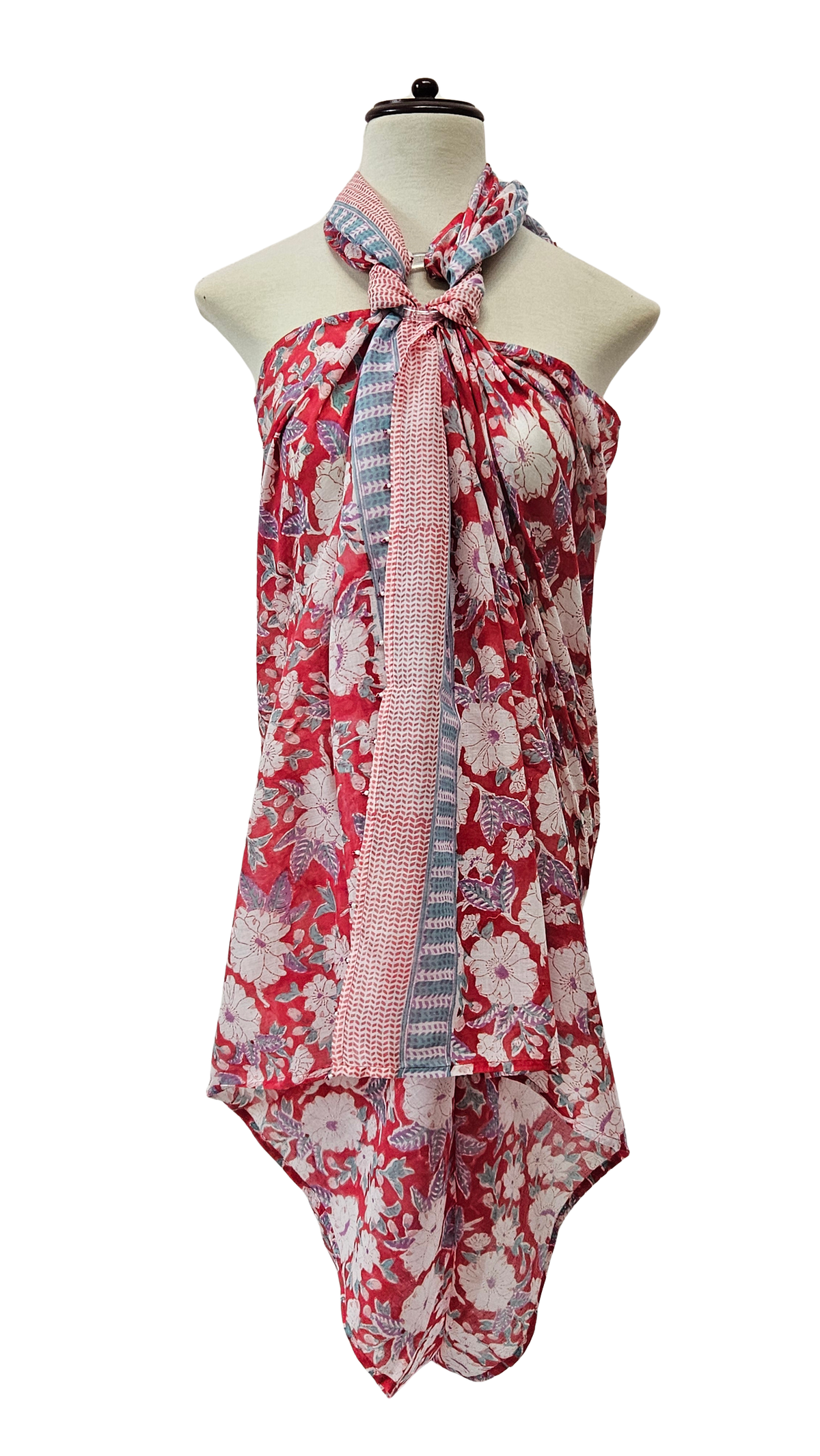 Pareo de algodón estampado a mano. Kusuma