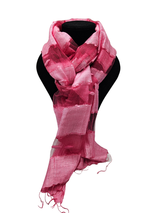 Mascada de seda cruda. Rosa