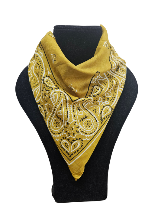 Bandana / Paliacate 100% algodón de la India. Mostaza