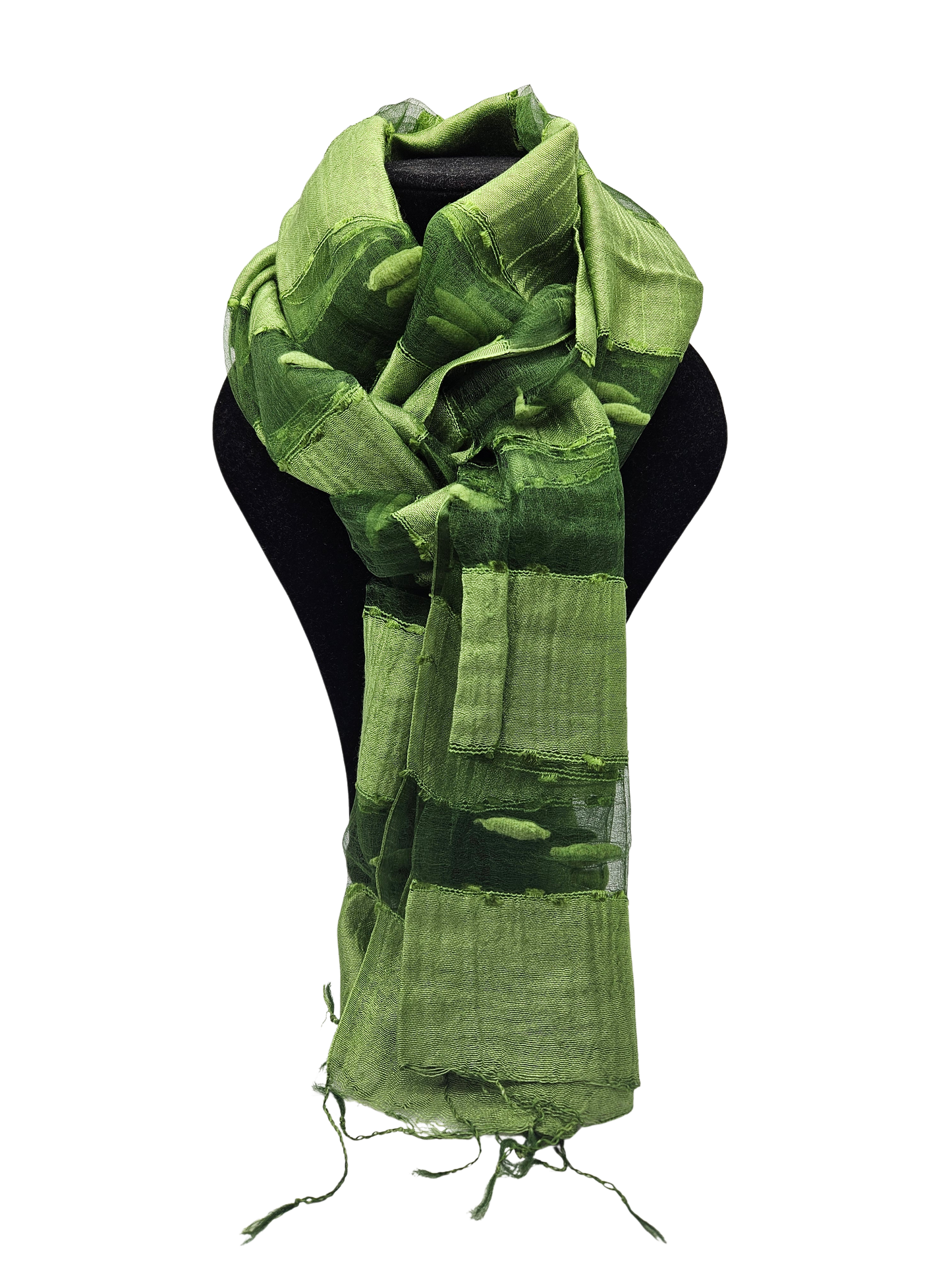 Mascada de seda cruda. Verde obscuro