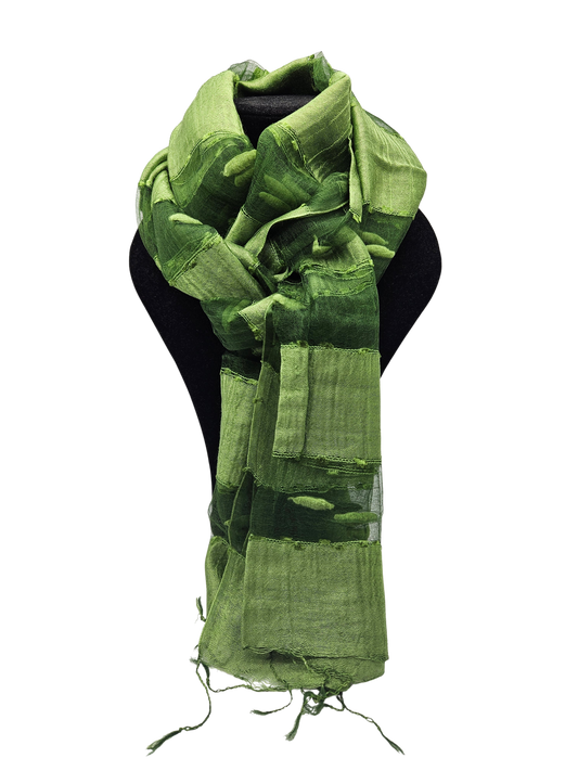 Mascada de seda cruda. Verde obscuro