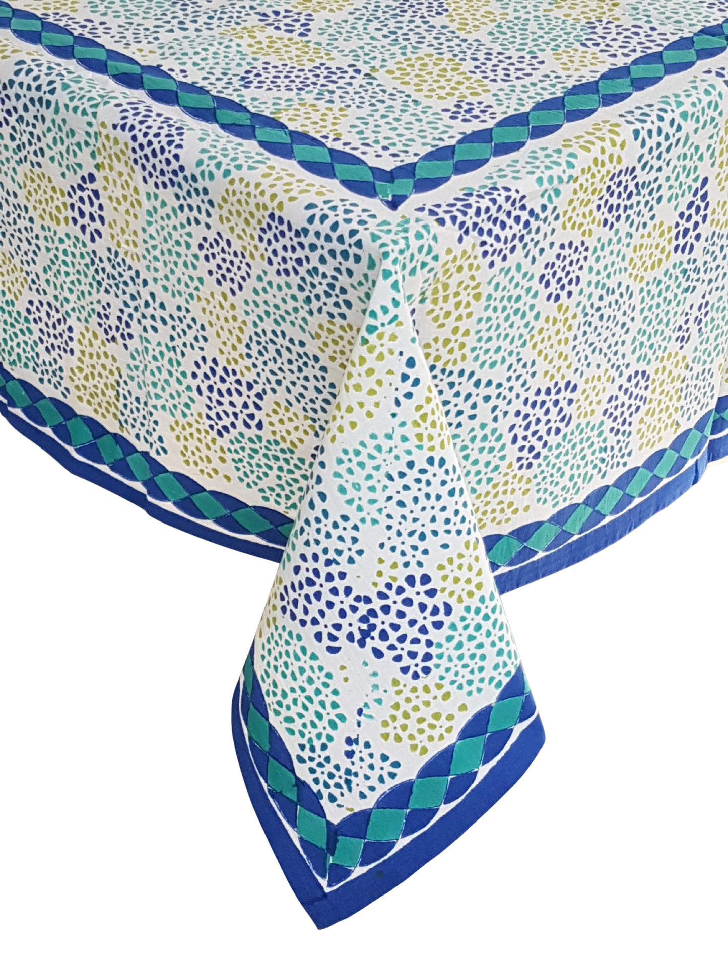 Mantel cuadrado 100% algodón estampado a mano. Torrent Jaal