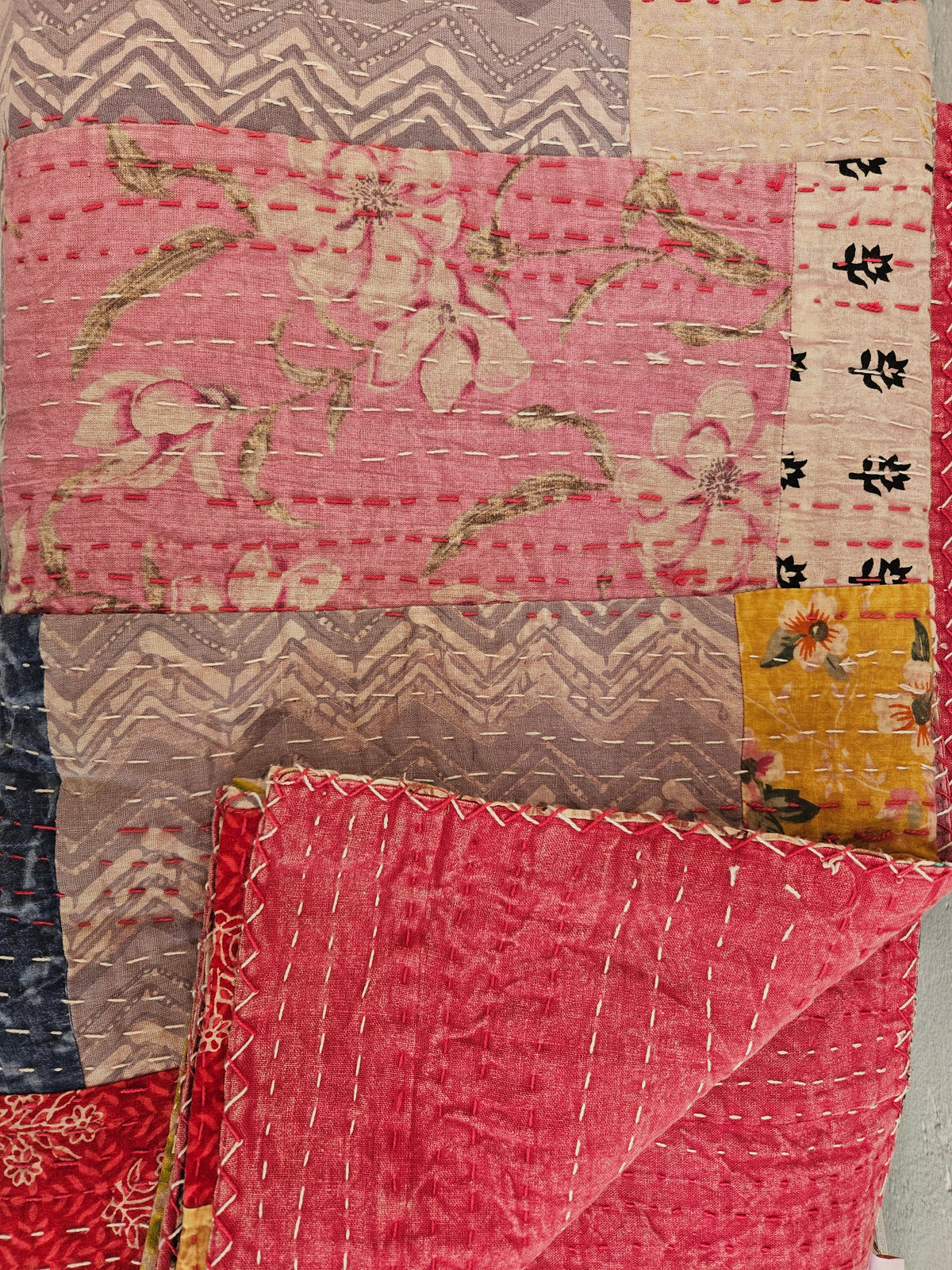 Colcha de algodón patchwork stonewash Mat/Queen
