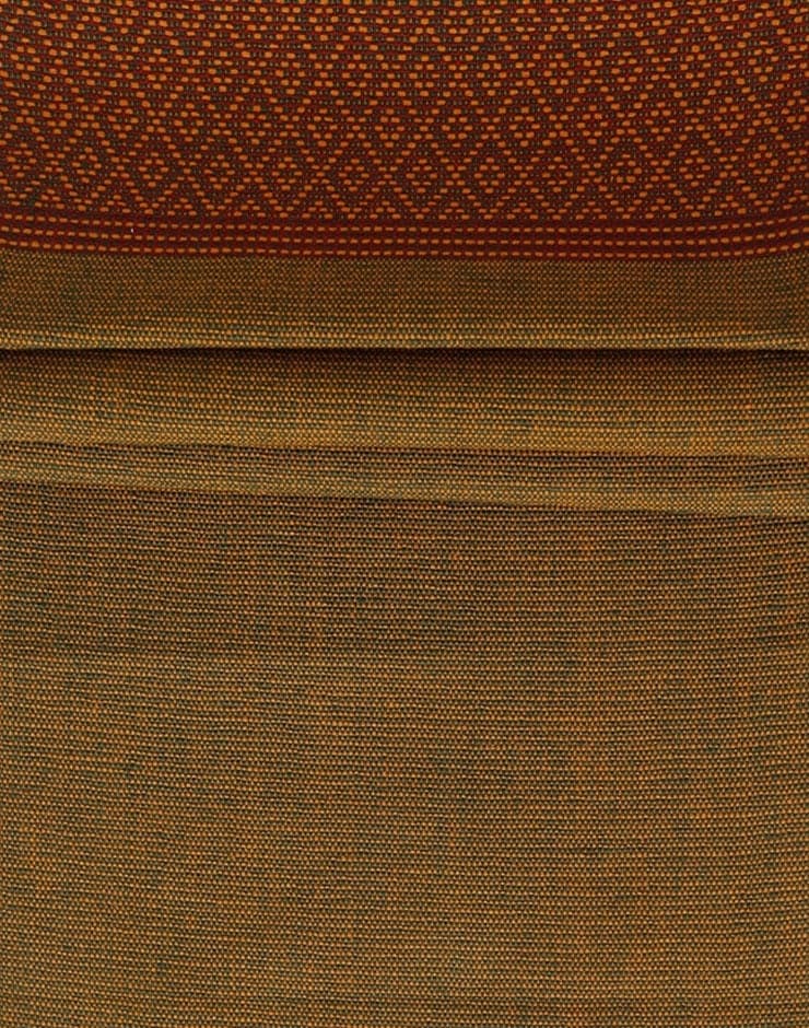 Camino de mesa tejido en algodón. Combinado verde liso con grecas