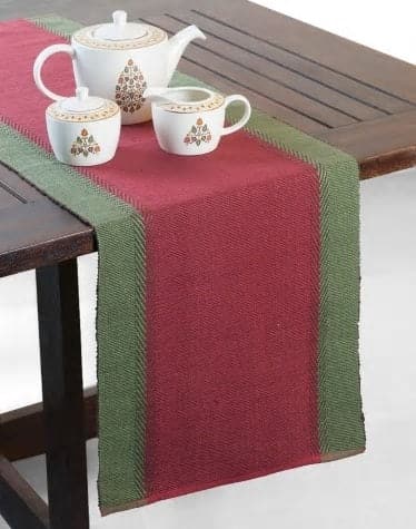 Camino de mesa tejido en algodón. Zeeya Rojo y verde